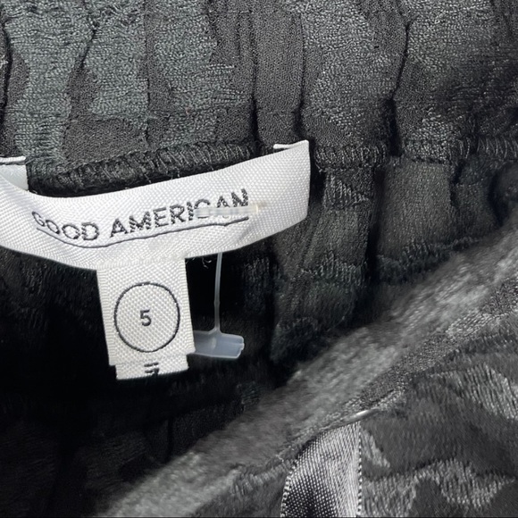 NWT Good American Zebra Shorts Sheer Pull On Black Size 5 Drawstring - Picture 5 of 5